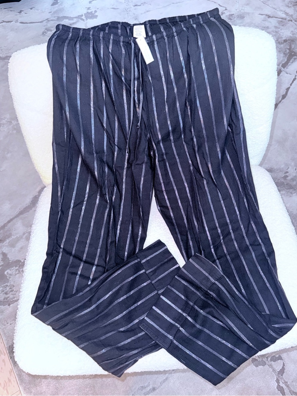 NWT Victorias Secret bling striped Pajama pants Small black